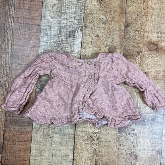 Zara 3-6 Months Floral Cottagecore Prairie Boho Ruffle Butterfly Back Fall Top - Picture 3 of 8